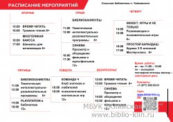 Системное расписание сельской библиотеки поселка Чайковского